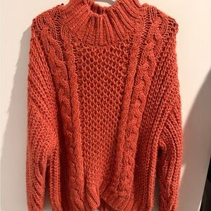 Chunky knit Turtleneck Sweater - burnt orange